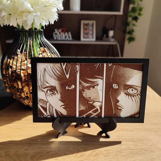 Grabado Armin, Eren y Mikasa