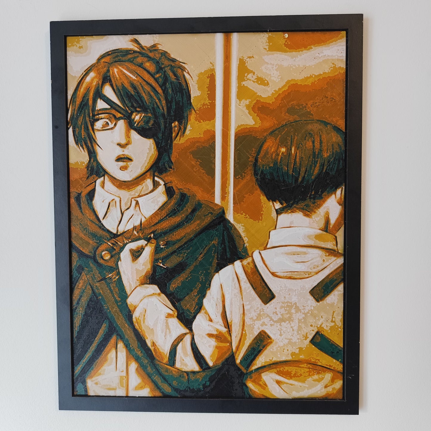 Cuadro 3D Color Hange y Levi (Attack of Titans)