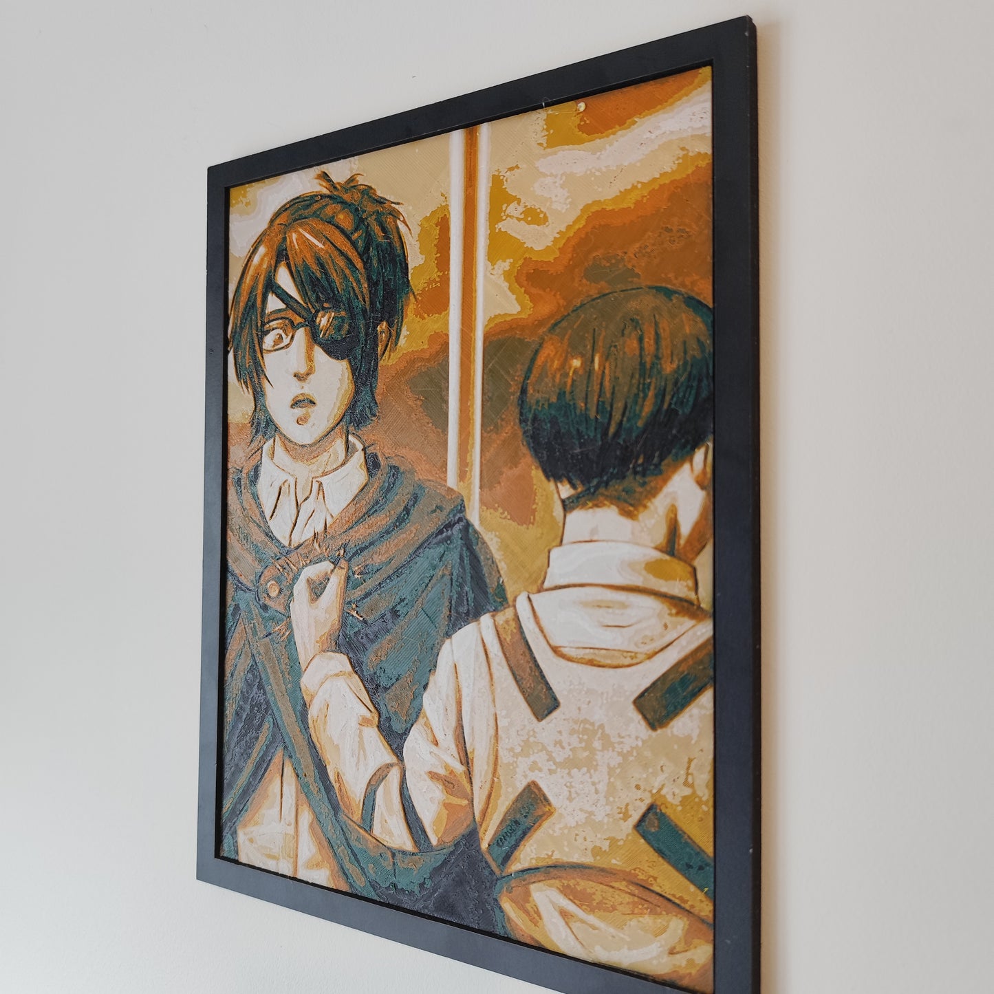 Cuadro 3D Color Hange y Levi (Attack of Titans)